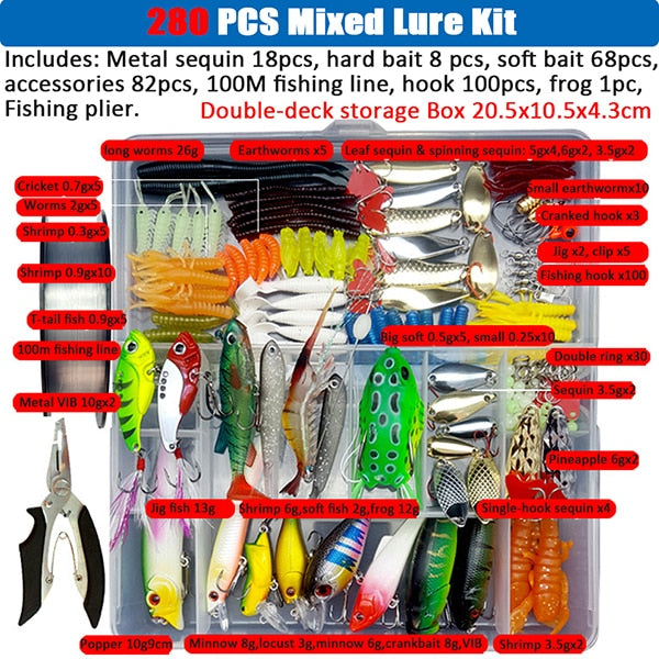 Big Multi Fishing Lure Set Wobblers Artificial Mixed Colors Styles Soft Fishing Lure Kit - youroutdoorlivingshop