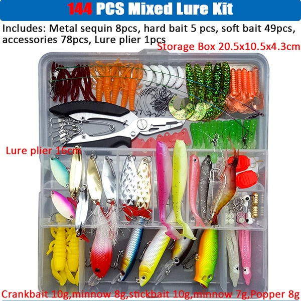 Big Multi Fishing Lure Set Wobblers Artificial Mixed Colors Styles Soft Fishing Lure Kit - youroutdoorlivingshop