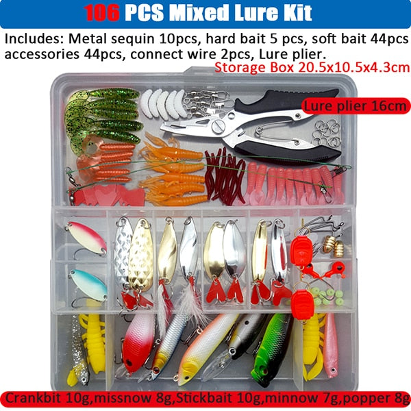 Big Multi Fishing Lure Set Wobblers Artificial Mixed Colors Styles Soft Fishing Lure Kit - youroutdoorlivingshop