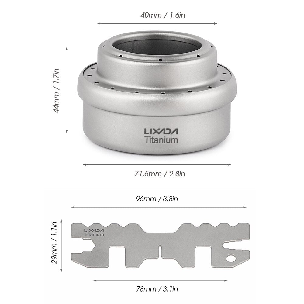 Portable Mini Titanium Alcohol Stove with Stand Rack and Lid