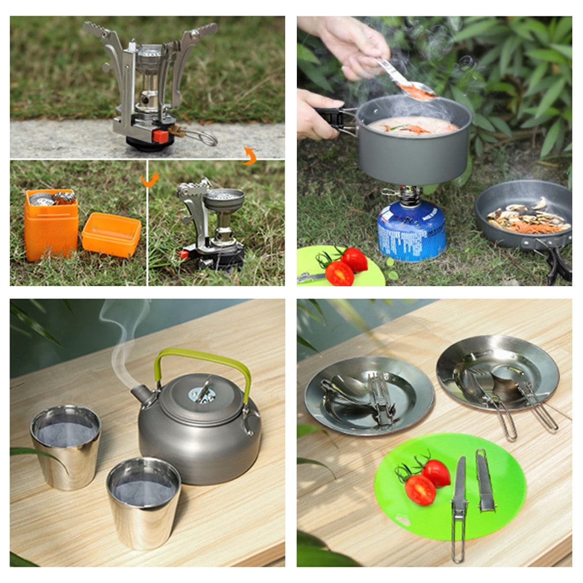 Camping Pot Pan Kettle Cooking Mess Kit