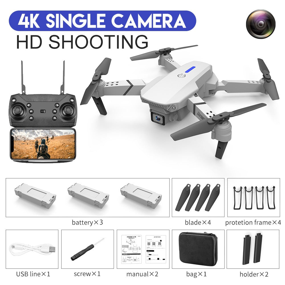 2023 New Quadcopter E88 Pro WIFI FPV Drone With Wide Angle HD 4K 1080P Camera - youroutdoorlivingshop