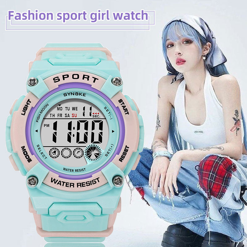 50M Water Resistant Outdoor Sports Electric Clock Multifunctional Ladies Digital Watch - youroutdoorlivingshop