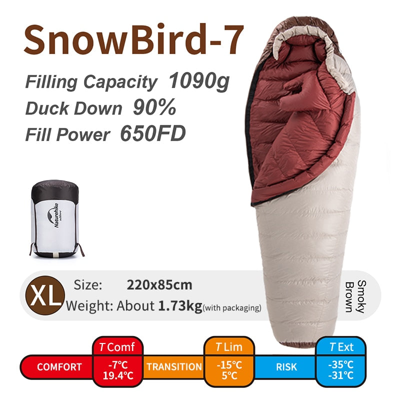 Naturehike Snowbird 7 2 Mummy Ultralight Down 4 Season Sleeping Bag - youroutdoorlivingshop