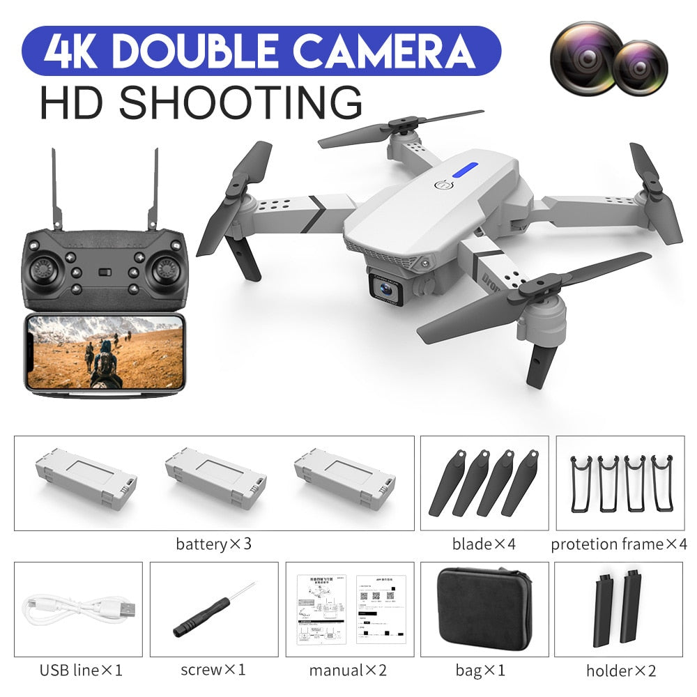 2023 New Quadcopter E88 Pro WIFI FPV Drone With Wide Angle HD 4K 1080P Camera - youroutdoorlivingshop