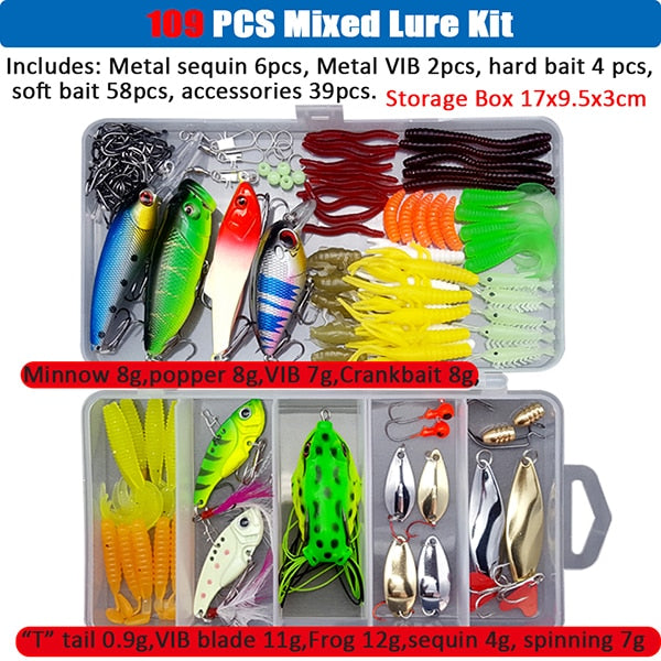 Big Multi Fishing Lure Set Wobblers Artificial Mixed Colors Styles Soft Fishing Lure Kit - youroutdoorlivingshop