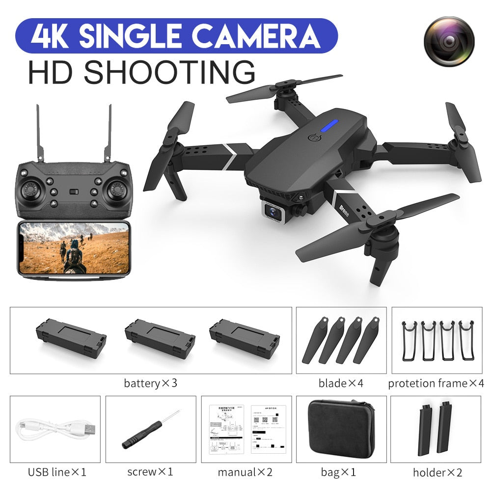 2023 New Quadcopter E88 Pro WIFI FPV Drone With Wide Angle HD 4K 1080P Camera - youroutdoorlivingshop