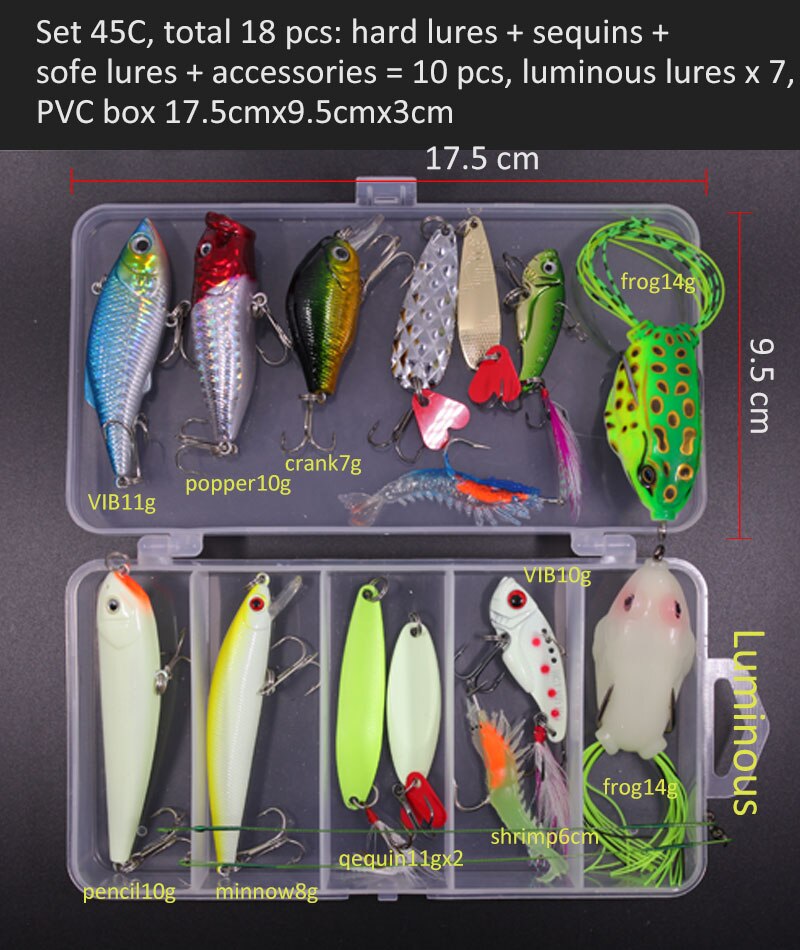 Big Multi Fishing Lure Set Wobblers Artificial Mixed Colors Styles Soft Fishing Lure Kit - youroutdoorlivingshop