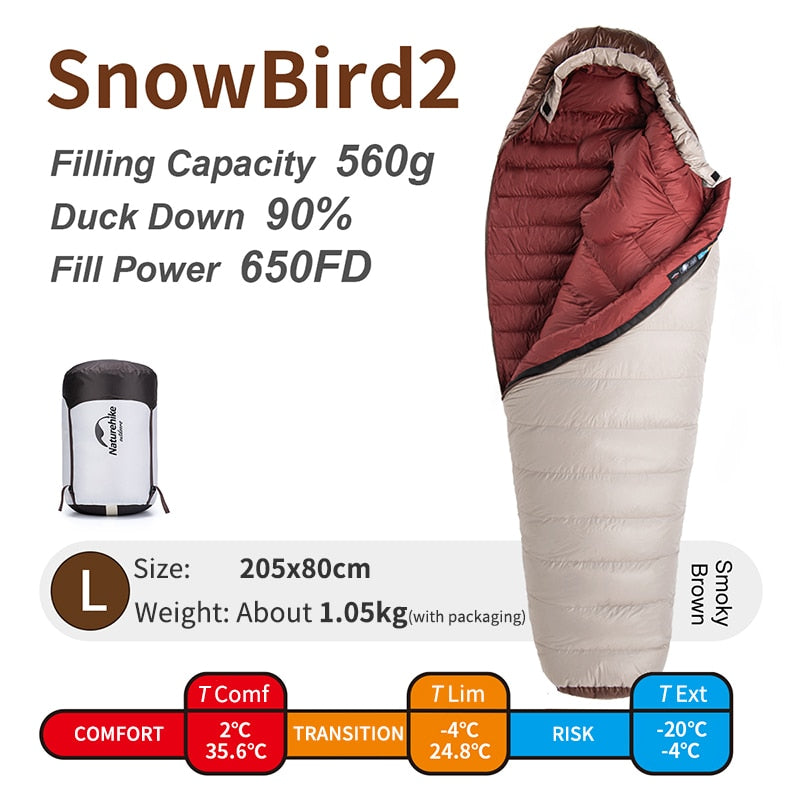 Naturehike Snowbird 7 2 Mummy Ultralight Down 4 Season Sleeping Bag - youroutdoorlivingshop