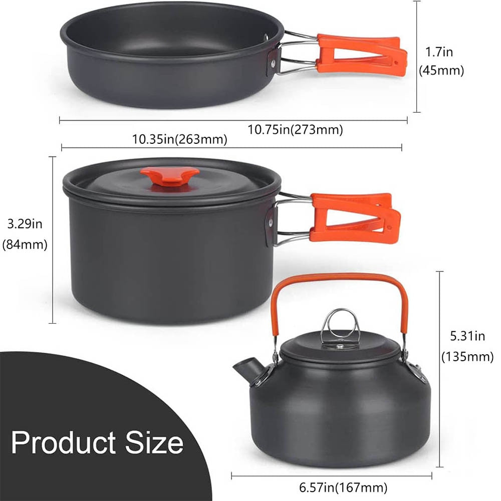 Aluminum Outdoor Cookware Set with Mesh Bag