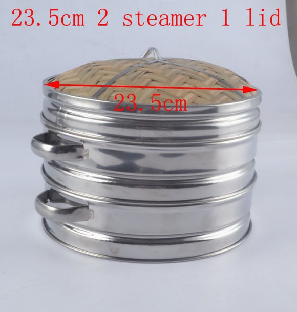 14 to 30cm Stainless Steel and Bamboo Steamer with lid