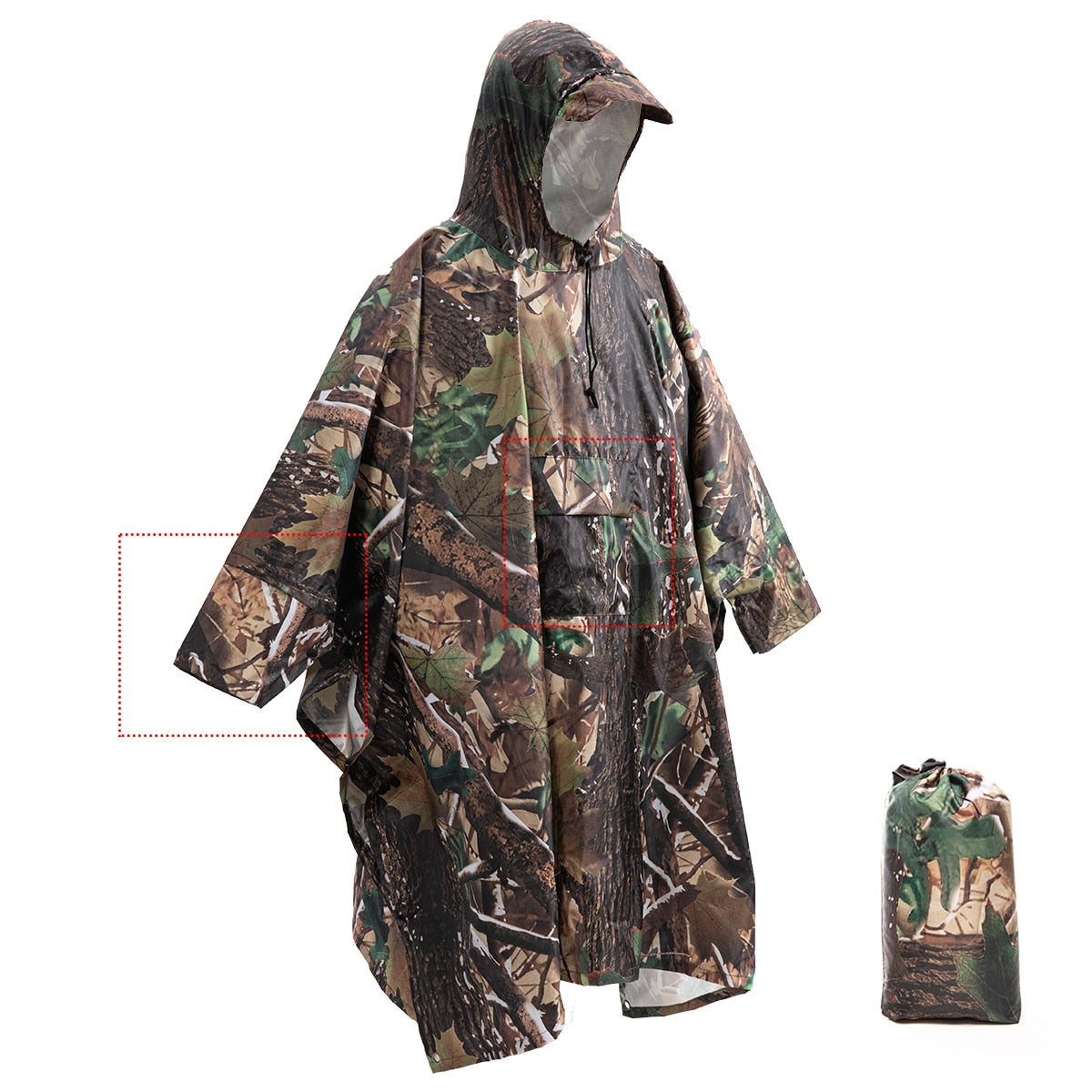 Packable Multifunctional 3 In 1 Hiking Camping Raincoat Poncho