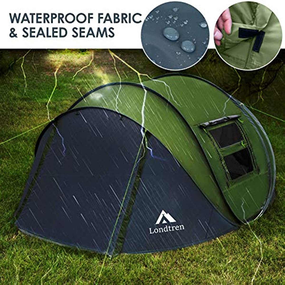 4 Person Waterproof Automatic Setup 2 Doors Family Tent