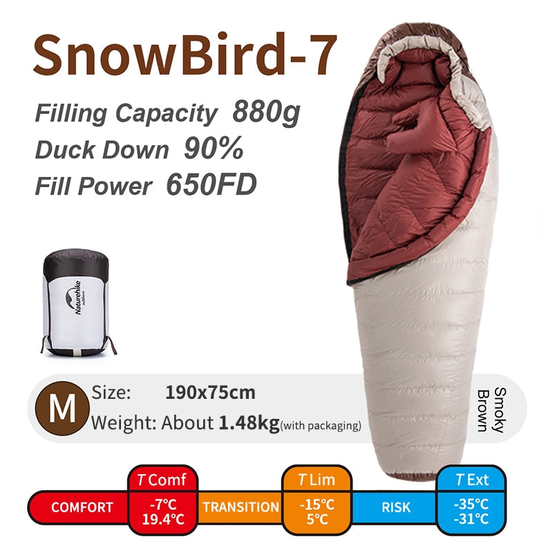 Naturehike Snowbird 7 2 Mummy Ultralight Down 4 Season Sleeping Bag - youroutdoorlivingshop