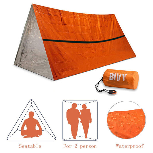 2 Person Emergency Sleeping Bag Waterproof Survival Tube Tent Kit