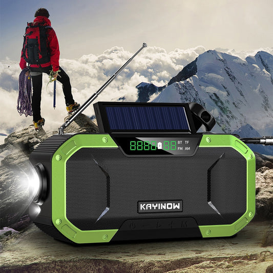 KAYINOW Portable 5000mAh Power Bank Solar Hand Crank Survival Radio