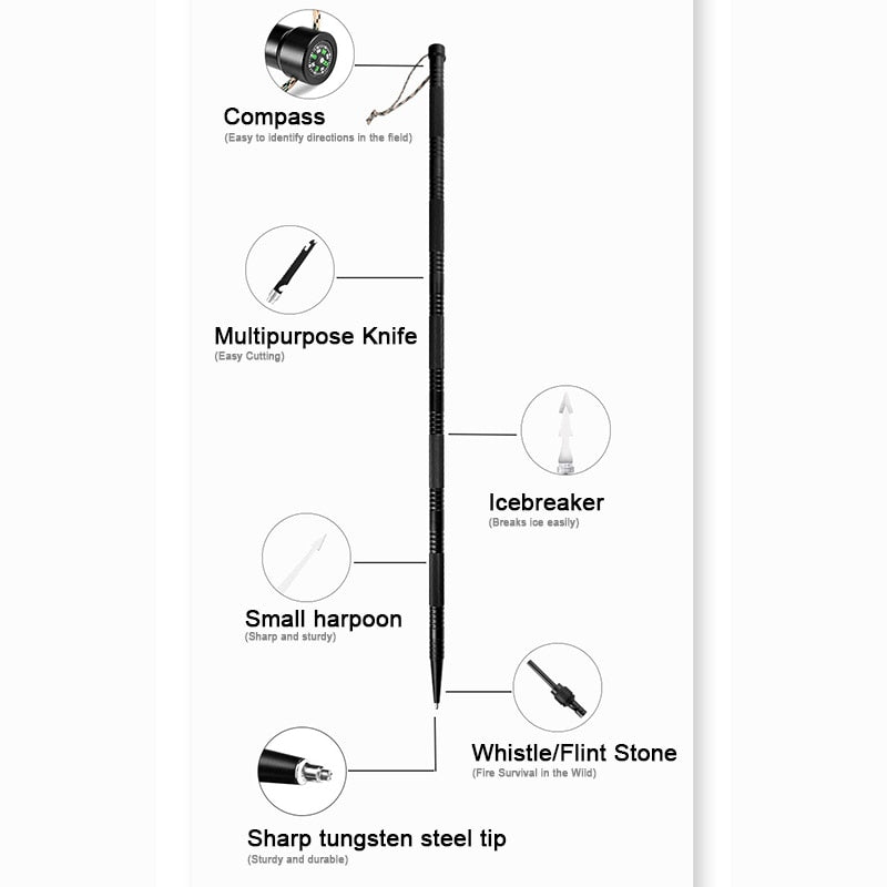 Multifunctional Ultralight compass folding trekking pole - youroutdoorlivingshop