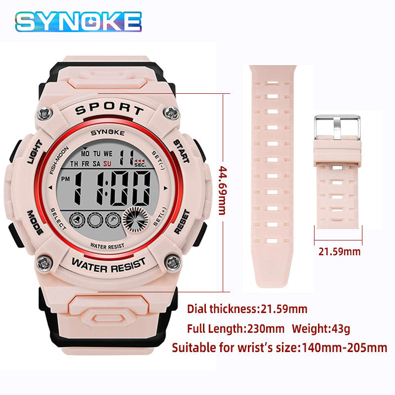 50M Water Resistant Outdoor Sports Electric Clock Multifunctional Ladies Digital Watch - youroutdoorlivingshop