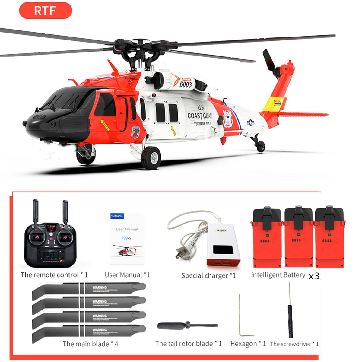 6CH Gyro GPS 5.8G FPV Camera Flybarless Coast Guard SAR RC Helicopter