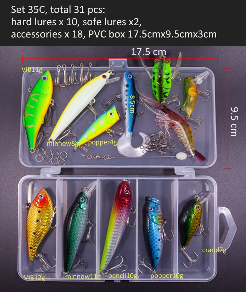 Big Multi Fishing Lure Set Wobblers Artificial Mixed Colors Styles Soft Fishing Lure Kit - youroutdoorlivingshop