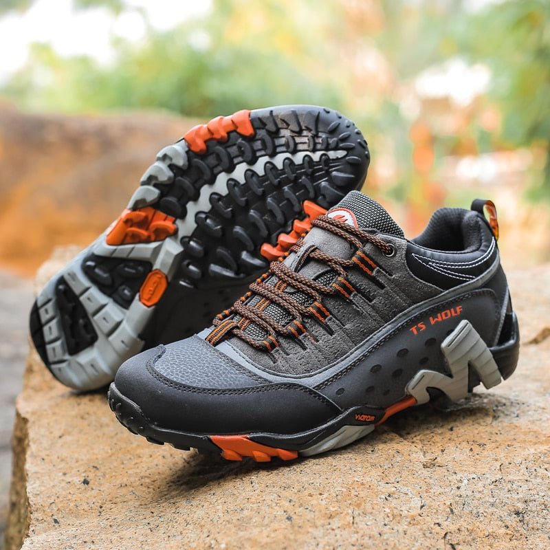 Unisex Mountain Boots Genuine Leather Waterproof Outdoor Day Hiking Trekking Shoes