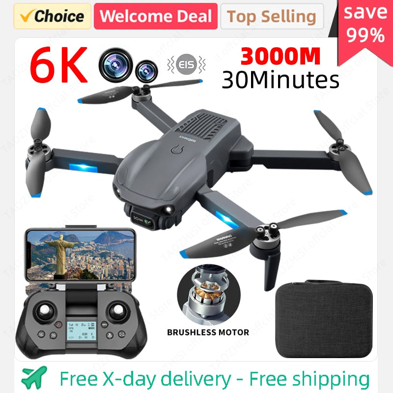 F12 4K 6K HD Dual Camera Wi-Fi FPV RC Brushless Foldable Quadcopter