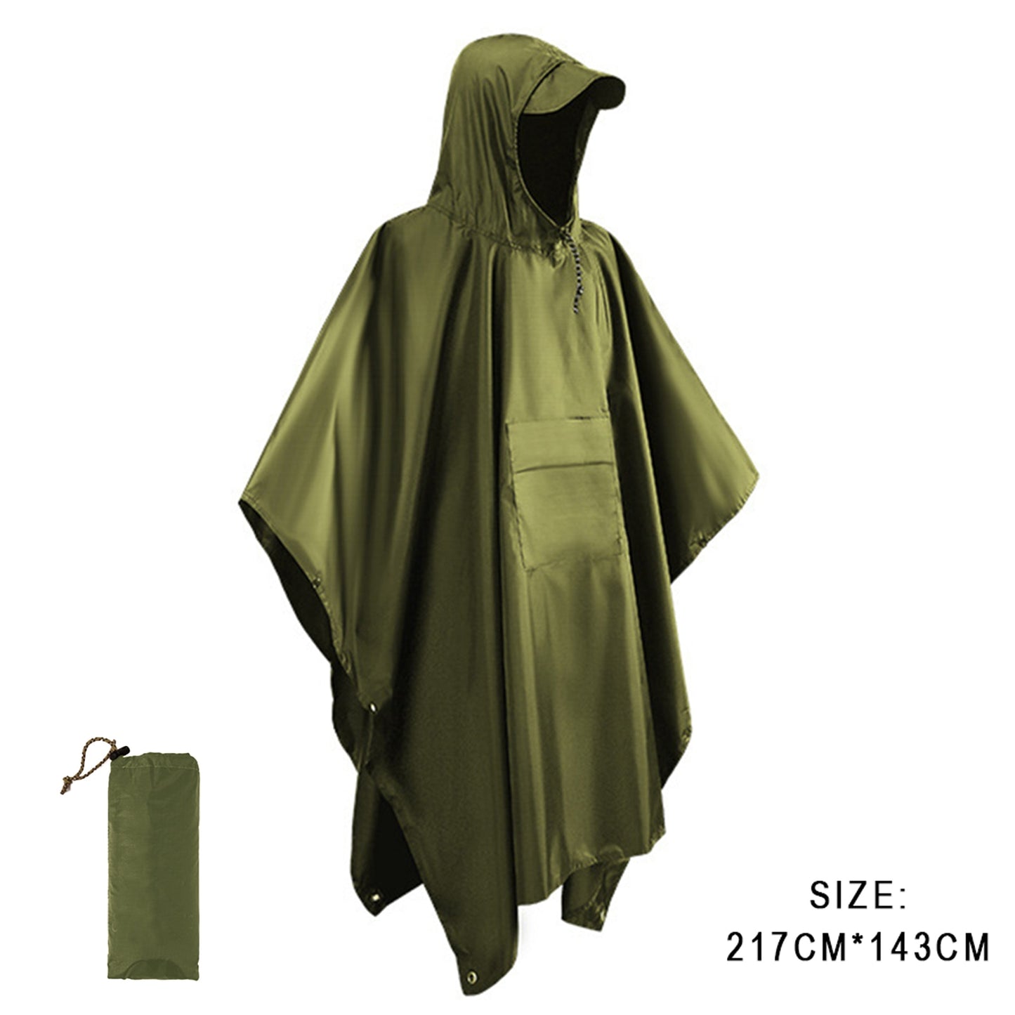 Packable Multifunctional 3 In 1 Hiking Camping Raincoat Poncho