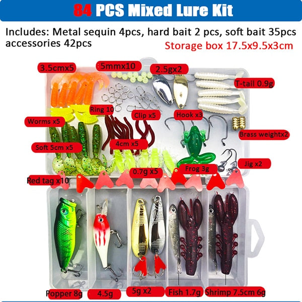 Big Multi Fishing Lure Set Wobblers Artificial Mixed Colors Styles Soft Fishing Lure Kit - youroutdoorlivingshop