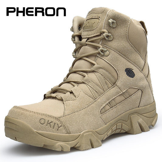 Mens Military Desert Climbing Hiking Waterproof Boots