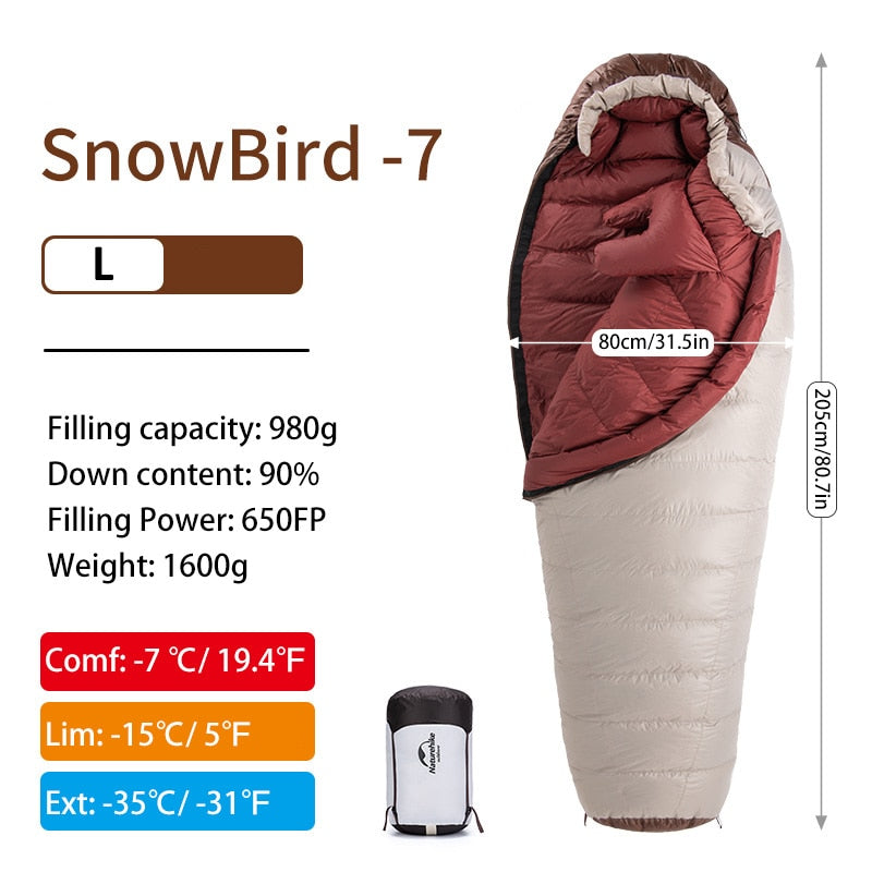 Naturehike Snowbird 7 2 Mummy Ultralight Down 4 Season Sleeping Bag - youroutdoorlivingshop