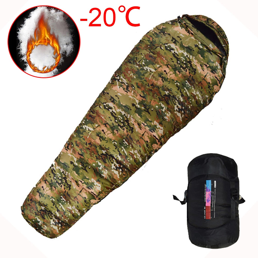 Very Warm Winter Therma White Duck Down Filled Adult Mummy Sleeping Bag - youroutdoorlivingshop