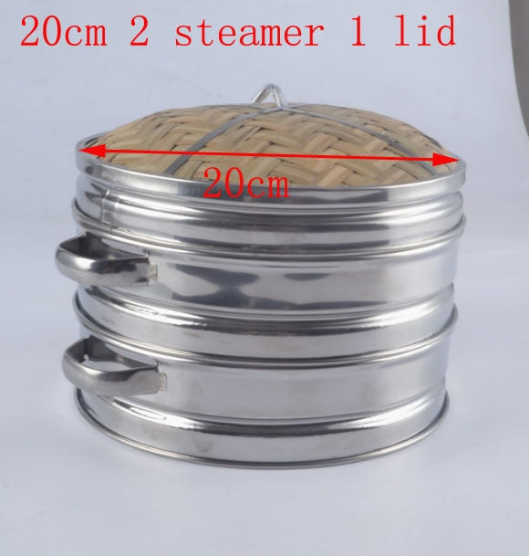 14 to 30cm Stainless Steel and Bamboo Steamer with lid