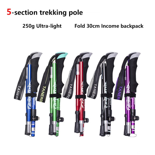 5-Section Outdoor Fold Walking Trekking Pole