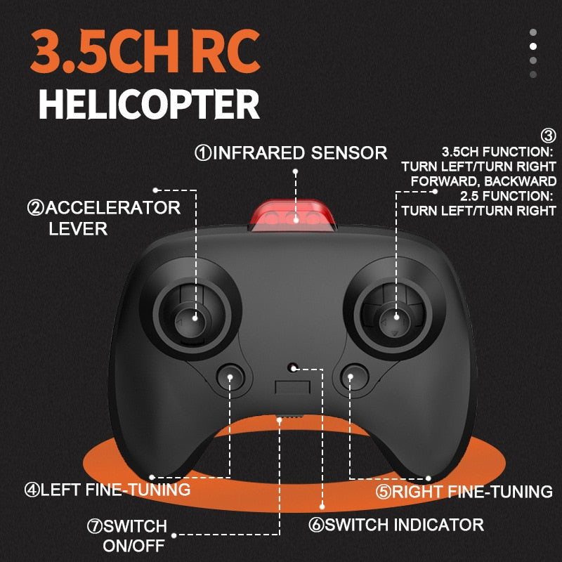 3.5Ch 2.5Ch Remote Control Obstacle Avoiding RC Helicopter Mini Drone - youroutdoorlivingshop