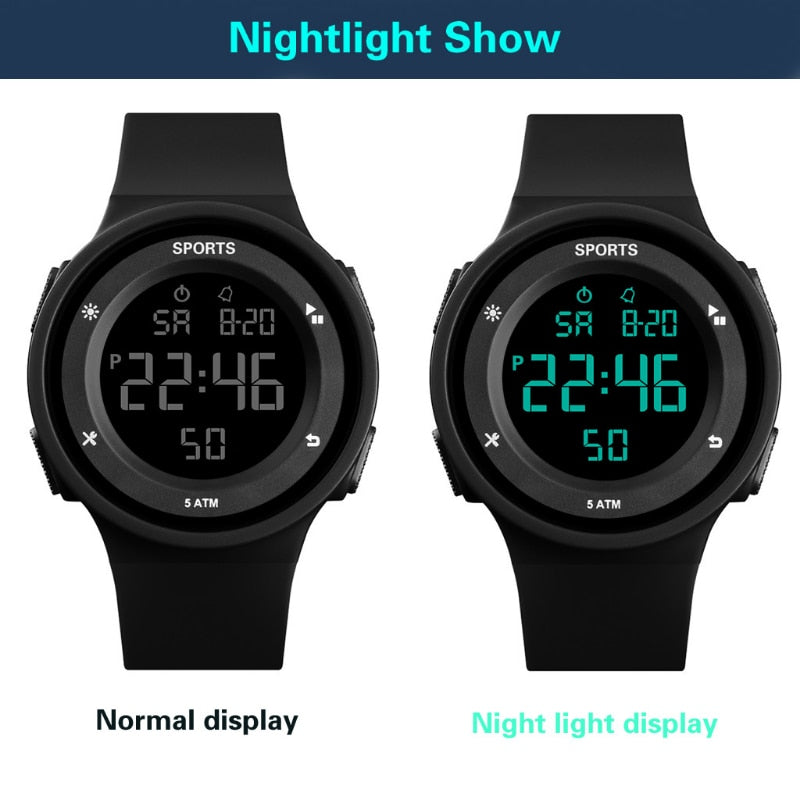 Men Women Kids Multifunction Military Digital 5ATM Waterproof Luminous LED Electronic Sports Watch - youroutdoorlivingshop