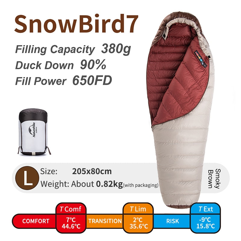 Naturehike Snowbird 7 2 Mummy Ultralight Down 4 Season Sleeping Bag - youroutdoorlivingshop