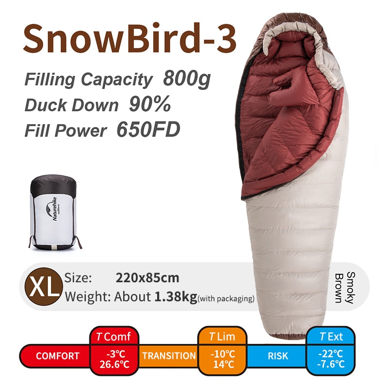 Naturehike Snowbird 7 2 Mummy Ultralight Down 4 Season Sleeping Bag - youroutdoorlivingshop