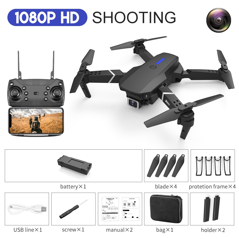 2023 New Quadcopter E88 Pro WIFI FPV Drone With Wide Angle HD 4K 1080P Camera - youroutdoorlivingshop