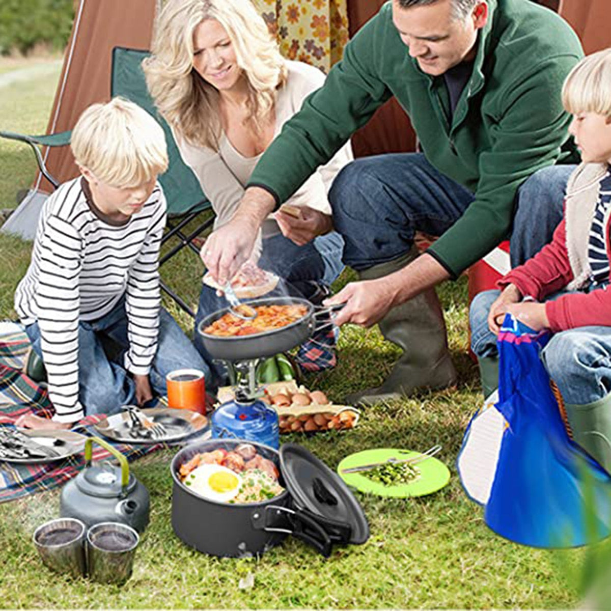 Camping Pot Pan Kettle Cooking Mess Kit