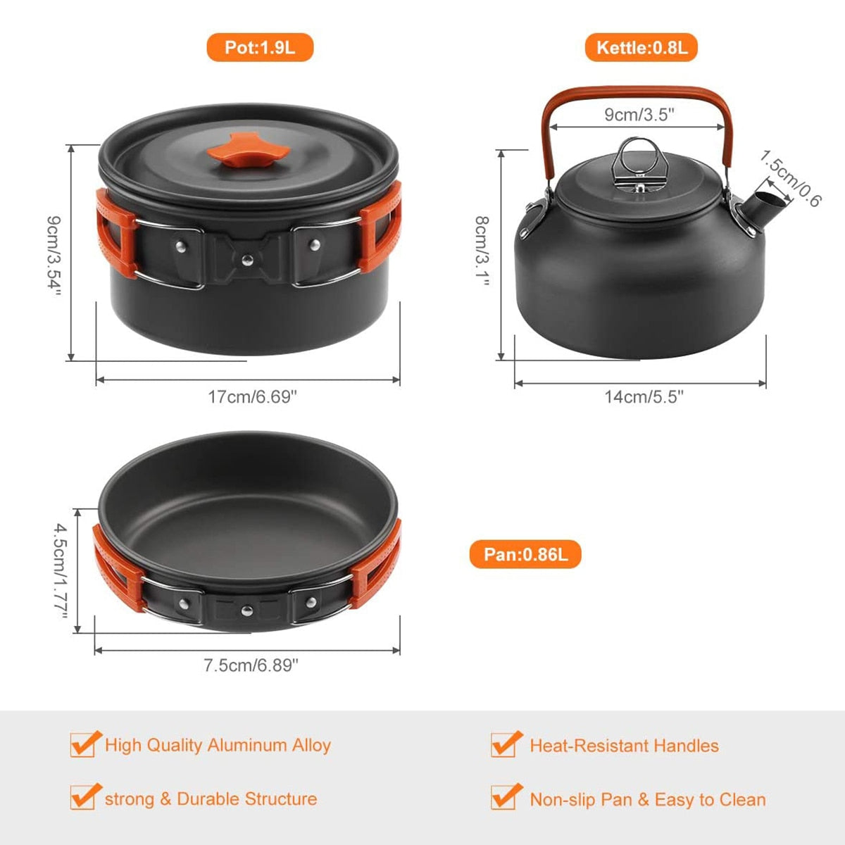 Camping Pot Pan Kettle Cooking Mess Kit