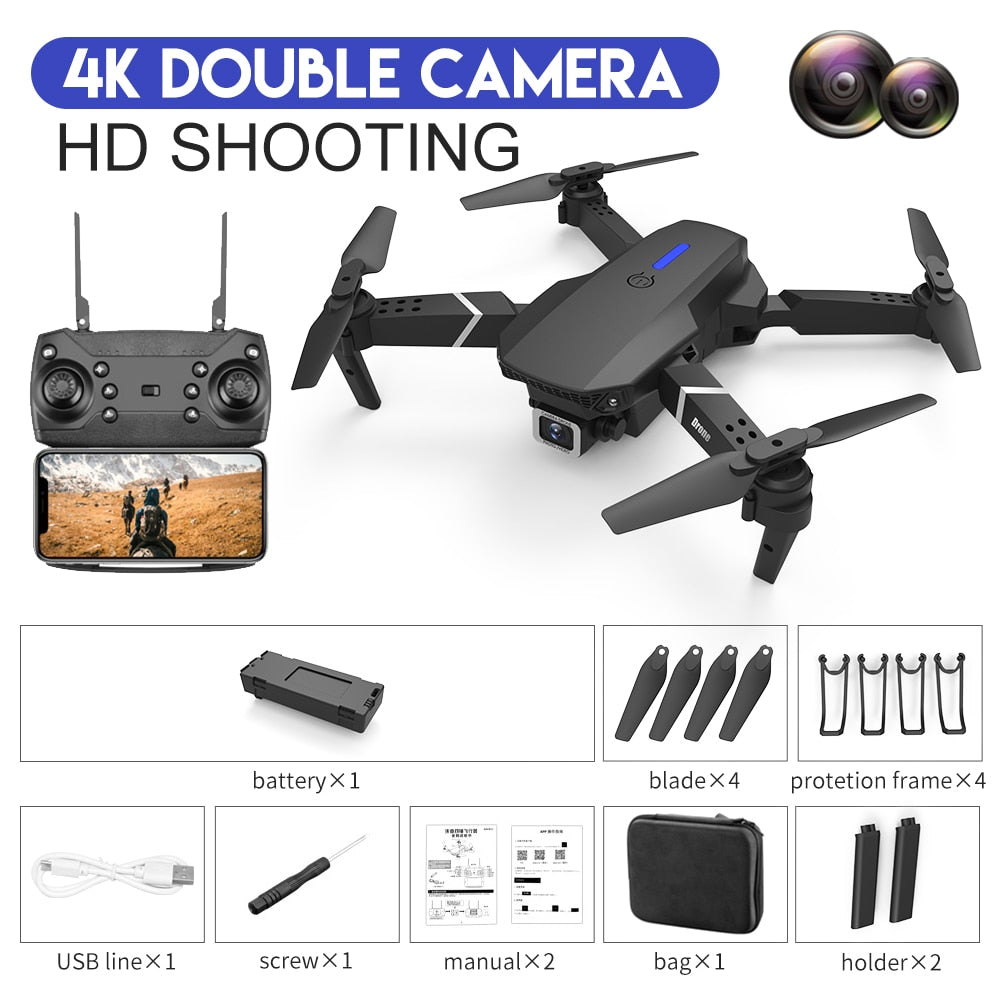 2023 New Quadcopter E88 Pro WIFI FPV Drone With Wide Angle HD 4K 1080P Camera - youroutdoorlivingshop