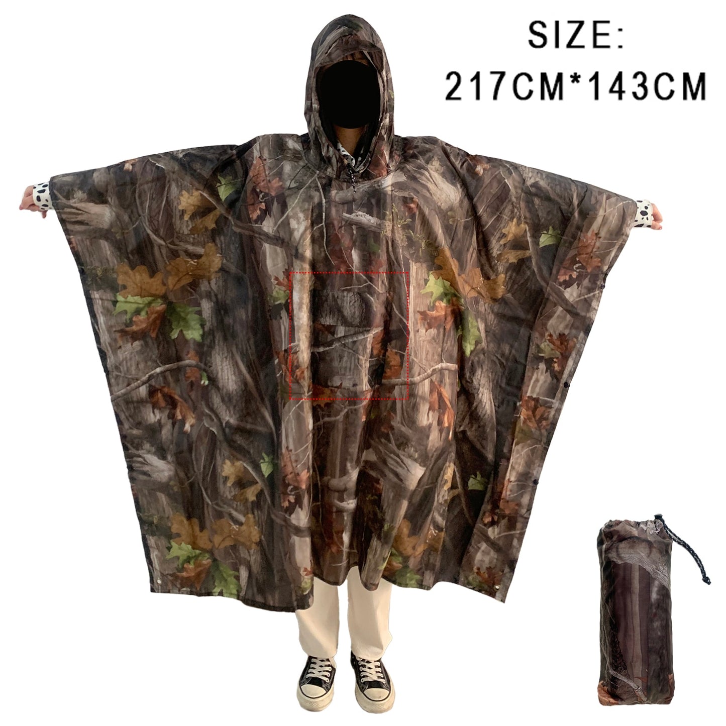 Packable Multifunctional 3 In 1 Hiking Camping Raincoat Poncho