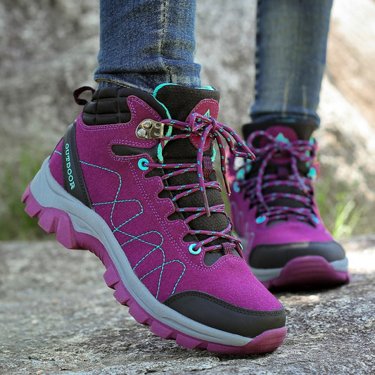 Women Ankle Suede Leather Hiking Boots Outdoor Trekking Shoes