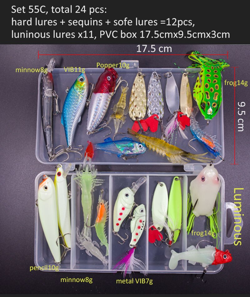 Big Multi Fishing Lure Set Wobblers Artificial Mixed Colors Styles Soft Fishing Lure Kit - youroutdoorlivingshop