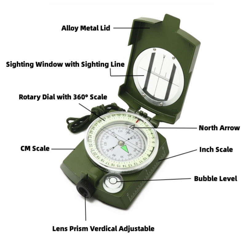 Professional High Precision Outdoor Lensatic Survival Compass - youroutdoorlivingshop