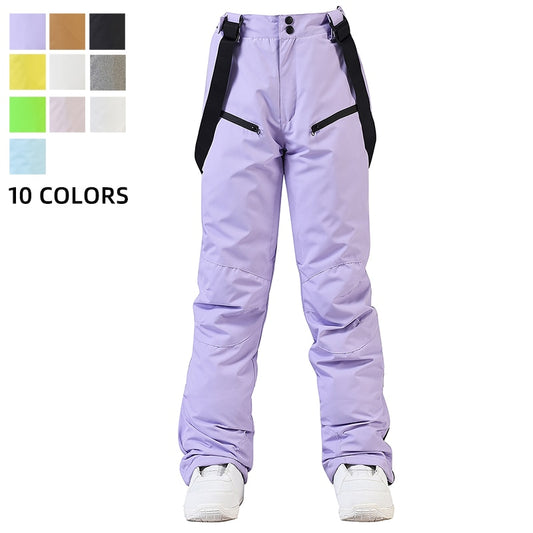 Women Windproof Waterproof Ski and Snowboarding High Quality Suspenders Pants