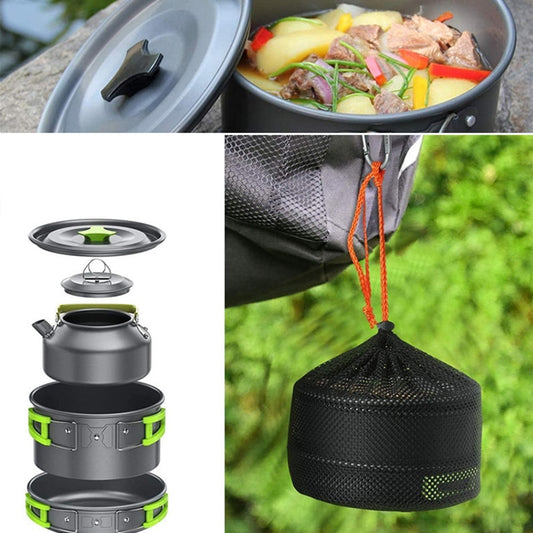 Outdoor Aluminum Camping Cookware Cooking Kit  with Hiking Picnic Tableware Equipment