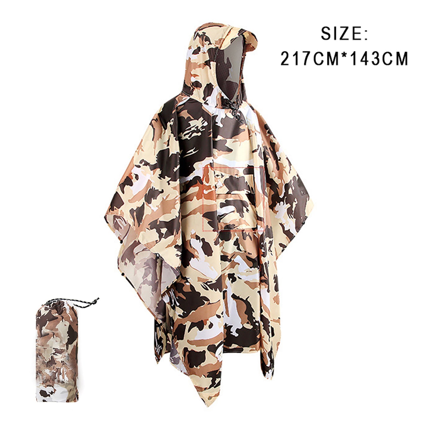 Packable Multifunctional 3 In 1 Hiking Camping Raincoat Poncho