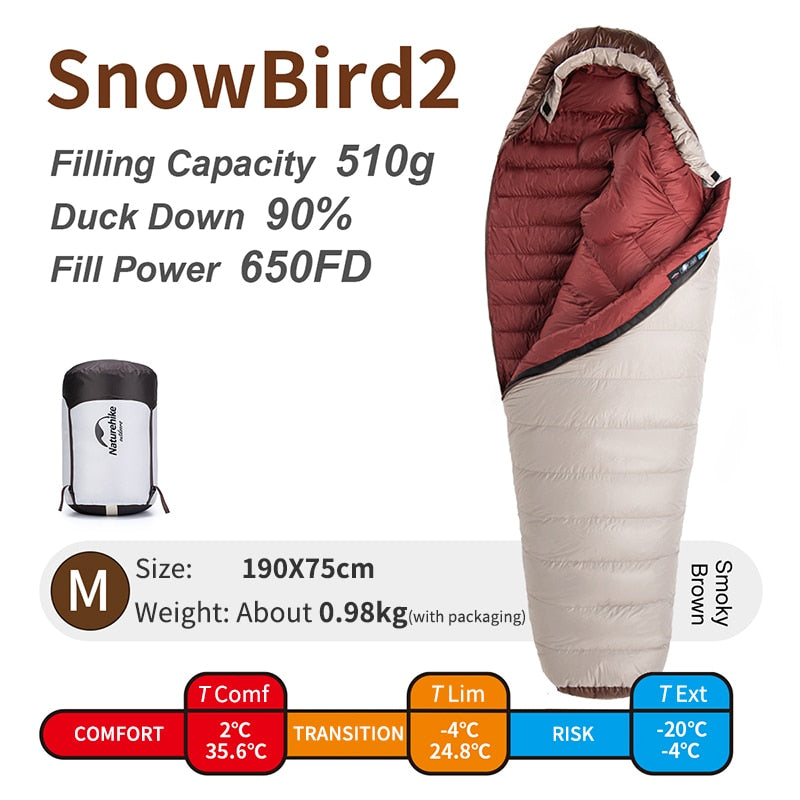 Naturehike Snowbird 7 2 Mummy Ultralight Down 4 Season Sleeping Bag - youroutdoorlivingshop