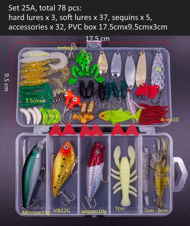 Big Multi Fishing Lure Set Wobblers Artificial Mixed Colors Styles Soft Fishing Lure Kit - youroutdoorlivingshop